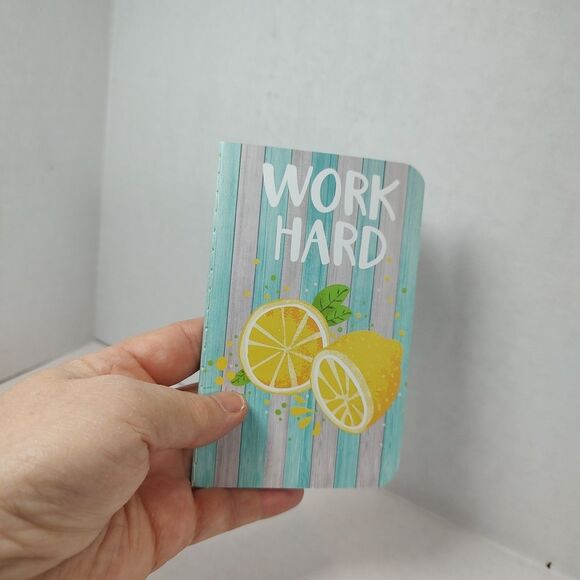 Lot of 2 "Work Hard" "Believe in Yourself" Pocket Size Notepads Lemon Themed New - Picture 7 of 8